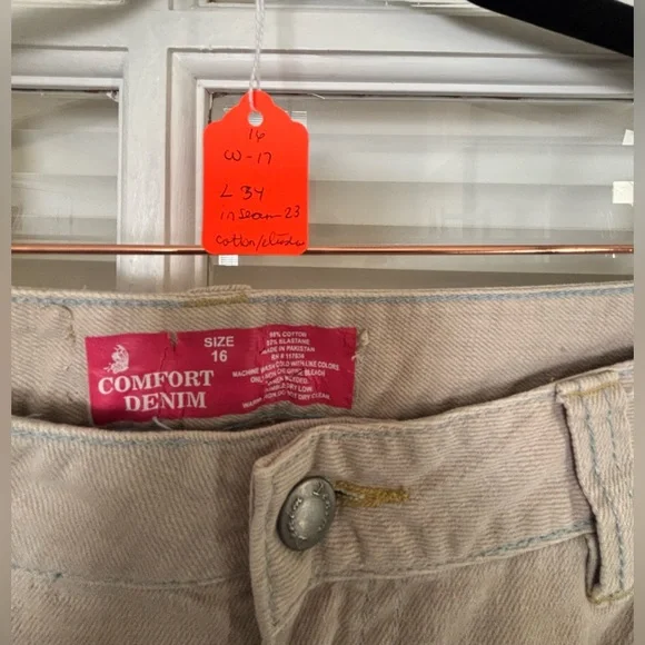 Khaki Capri Denim Pants~Size 16 - Picture 2 of 5